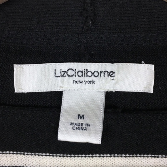LIZ CLAIBORNE Cardigan Sweater Striped Classic Capsule Minimalist Classic Medium - Picture 7 of 8